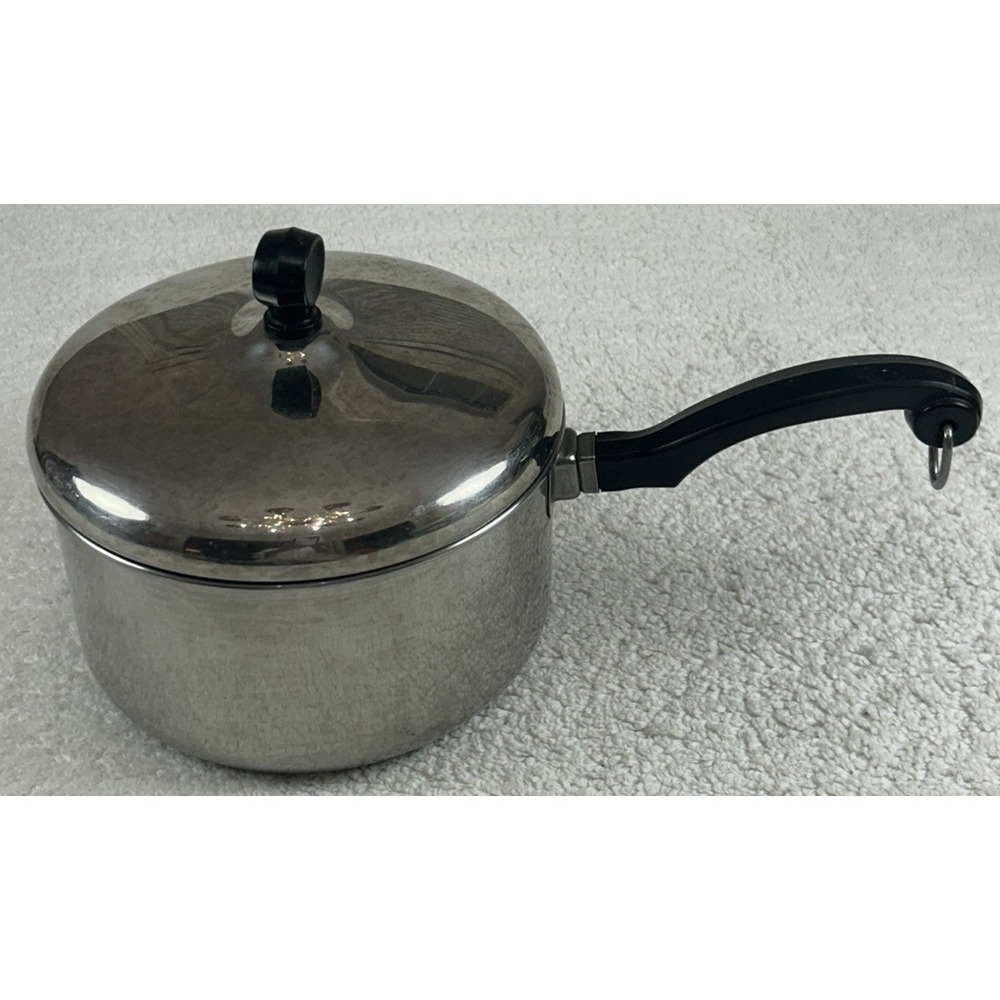 Vtg Farberware Alum Clad Stainless Steel 2 Qt Saucepan Pot w/Lid USA **EUC**